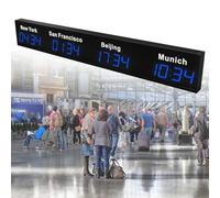 Horloge murale numérique à LED avec fuseaux horaires multiples, 3/4/5 villes, pour entreprises multinationales, hôtels, entreprises, aéroports