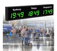 Horloge murale numérique à LED avec fuseaux horaires multiples, 3/4/5 villes, pour entreprises multinationales, hôtels, entreprises, aéroports