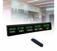 Horloge murale numérique à LED avec télécommande, affichage 4 villes, pour hôtels, entreprises, aéroports
