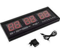 Horloge murale numérique à LED, grand écran, alarme et compte à rebours, noir, 48cm