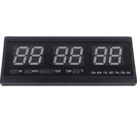 Horloge murale numérique à LED surdimensionnée, variateur automatique, fonctionnement silencieux, pour l'intérieur, noire, 48 cm