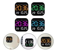 Horloge murale numérique à piles avec télécommande - Grand affichage du jour - Luminosité personnalisable - Date de sauvegarde - Alimentée par USB - Format carré en plastique - 18. 5 contrôles (vert)