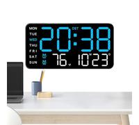 Horloge murale numérique à piles, grand écran LED avec indicateur de température décoratif, horloge numérique pour salle de classe, pour salon, dortoir, camping-car, garage, extérieur, patio, gym