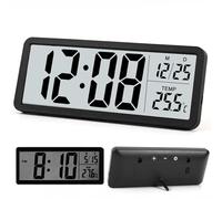 Horloge murale numérique à piles, horloge de chevet de 20 cm, horloge numérique LCD pour salon avec température, 12/24 heures, horloges silencieuses pour enfants pour chambre à coucher, bureau,
