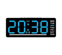 Horloge murale numérique alimentée par USB avec grand écran LED, fonction compte à rebours, affichage, pour des chiffres faciles à lire, pour réveil idéal pour la maison, (bleu)