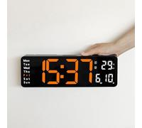 Horloge murale numérique avec affichage de la température et de la date | Grand réveil LED de 33 cm avec compte à rebours avant et mémoire d'arrêt | Pour une lecture facile de la décoration