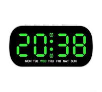 Horloge murale numérique, avec affichage LED, fonction date, température, horloge de bureau électronique alimentée par piles, mode économie d'énergie, horloge de chevet (vert)