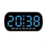 Horloge murale numérique, avec affichage LED, fonction date, température, horloge de bureau électronique alimentée par piles, mode économie d'énergie, horloge de chevet (bleu)