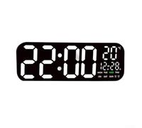 Horloge murale numérique avec affichage LED, jour de la semaine, 2 alarmes et télécommande pour salon, chambre, bureau et cuisine (blanc)