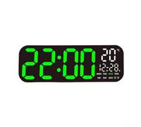 Horloge murale numérique avec affichage LED, jour de la semaine, 2 alarmes et télécommande pour salon, chambre, bureau et cuisine (vert)