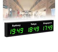 Horloge murale numérique avec affichage LED pour plusieurs villes - Idéal pour les entreprises multinationales, les hôtels et les bureaux