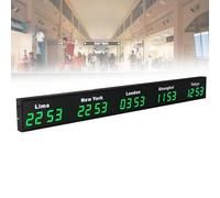 Horloge murale numérique avec affichage LED pour plusieurs villes - Idéal pour les entreprises multinationales, les hôtels et les bureaux