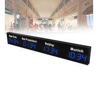Horloge murale numérique avec affichage LED pour plusieurs villes - Idéal pour les entreprises multinationales, les hôtels et les bureaux