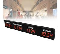 Horloge murale numérique avec affichage LED pour plusieurs villes - Idéal pour les entreprises multinationales, les hôtels et les bureaux