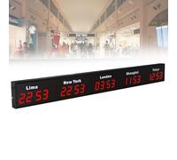 Horloge murale numérique avec affichage LED pour plusieurs villes - Idéal pour les entreprises multinationales, les hôtels et les bureaux