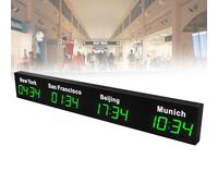 Horloge murale numérique avec affichage LED pour plusieurs villes - Idéal pour les entreprises multinationales, les hôtels et les bureaux