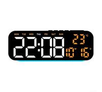 Horloge murale numérique avec alarme, affichage LED incluant l'heure, la date, le jour et la température, luminosité réglable pour s'adapter à n'importe quel environnement de maison ou de bureau (D)