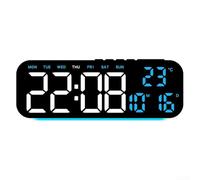 Horloge murale numérique avec alarme, affichage LED incluant l'heure, la date, le jour et la température, luminosité réglable pour s'adapter à n'importe quel environnement de maison ou de bureau (A)