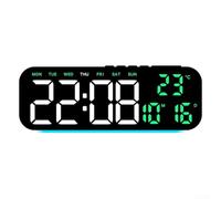 Horloge murale numérique avec alarme, affichage LED incluant l'heure, la date, le jour et la température, luminosité réglable pour s'adapter à n'importe quel environnement de maison ou de bureau (B)