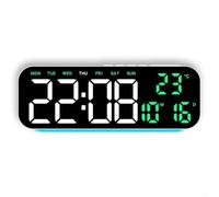 Horloge murale numérique avec alarme et affichage LED de l'heure, de la date, du jour et de la température, luminosité réglable pour s'adapter à différents environnements intérieurs (F)