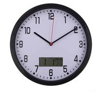 Horloge murale numérique avec écran LCD pour la surveillance de l'environnement intérieur et affichage de l'heure (Noir)
