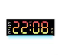 Horloge murale numérique avec fonction compte à rebours RVB changeant de couleur, minuteur de cuisine avec secondes, minuterie d'intervalle d'entraînement pour salle de sport, grand bureau à écran LED