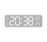 Horloge murale numérique avec grand écran LED et alimentation USB, affiche l'humidité et le jour de la semaine, pour la décoration de la maison ou du bureau (coque blanche 5513)
