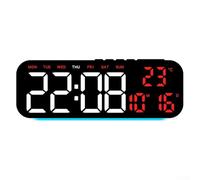 Horloge murale numérique avec grand écran LED indiquant l'heure, la date, le jour et la luminosité réglable avec 4 niveaux, lumière ambiante inférieure (C)