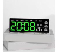 Horloge murale numérique avec grand écran LED - Luminosité réglable et télécommande - Pour chambre à coucher, bureau, cuisine (C)
