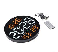 Horloge murale numérique avec hygromètre, grand écran de 25,4 cm, avec télécommande, alimentation USB, minuteur d'humidité pour (orange)