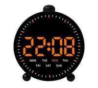 Horloge murale numérique avec lumière colorée, affichage LED, compte à rebours chronomètre avec deux alarmes/date/heure/température pour la maison, le bureau, la salle de sport (D)