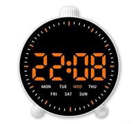 Horloge murale numérique avec lumière colorée, affichage LED, compte à rebours chronomètre avec deux alarmes/date/heure/température pour la maison, le bureau, la salle de sport (H)