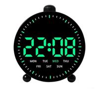 Horloge murale numérique avec lumière colorée, affichage LED, compte à rebours et chronomètre avec deux alarmes/date/heure/température pour la maison, le bureau, la salle de sport (A)