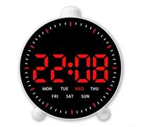 Horloge murale numérique avec lumière colorée, affichage LED, compte à rebours et chronomètre avec deux alarmes/date/heure/température pour la maison, le bureau, la salle de sport (G)