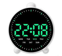 Horloge murale numérique avec lumière colorée, affichage LED, compte à rebours et chronomètre avec deux alarmes/date/heure/température pour la maison, le bureau, la salle de sport (E)