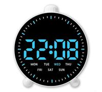 Horloge murale numérique avec lumière colorée, affichage LED, compte à rebours et chronomètre avec deux alarmes/date/heure/température pour la maison, le bureau, la salle de sport (F)