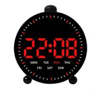 Horloge murale numérique avec lumière colorée, affichage LED, compte à rebours et chronomètre avec deux alarmes/date/heure/température pour la maison, le bureau, la salle de sport (C)
