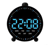 Horloge murale numérique avec lumière colorée, affichage LED, compte à rebours et chronomètre avec deux alarmes/date/heure/température pour la maison, le bureau, la salle de sport (B)