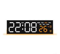 Horloge murale numérique avec minuterie et alarme, grand écran LED affichant l'heure, la date, la température, la luminosité automatique DST, veilleuse douce pour salon, chambre à coucher, cuisine
