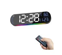 Horloge Murale Numérique avec Télécommande 13,7 Pouces, Luminosité Automatique, Double Réveil et Minuterie, pour Chambre à Coucher, Cadeau