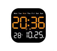 Horloge murale numérique avec télécommande, réveil LED affichant la température, la date, le jour, compte à rebours de 99 minutes, 10 niveaux de luminosité, support de bureau ou mural pour la maison