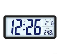 Horloge murale numérique contemporaine avec affichage de la température et de l'humidité et rétro-éclairage adapté à la lumière faible (noir)