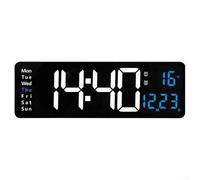 Horloge murale numérique contemporaine de 40,6 cm équipée d'une télécommande pour des ajustements sans effort aux paramètres à tout moment (40,6 cm bleu glacier)