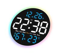 Horloge murale numérique de 25,4 cm avec grand écran LED, télécommande, 2 alarmes, 10 luminosités pour salon, chambre à coucher, décoration