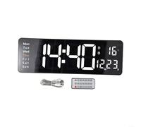 Horloge murale numérique de 40,6 cm avec moniteur de température, double alarmes et télécommande, conçue pour un suivi précis de l'heure et de la température (blanc)