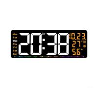 Horloge murale numérique fonctionnelle à grand écran de 40,6 cm avec lectures de température et commandes conviviales (orange)