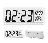 Horloge Murale Numérique, Horloge Digitale, Horloge Numérique Murale avec Chiffres, Température, Date, Horloge Murale Digitale pour Salon, Chambre, Bureau, 12/24 Heures (Blanc)