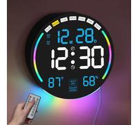 Horloge Murale numérique, Horloge numérique de 10,3" avec Grand écran et minuterie télécommande, Compte à rebours, veilleuse RVB, luminosité Automatique, Alarme (Ice Blue, 10,3 Pouces)