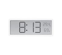 Horloge murale numérique LCD avec affichage de l'heure, de la température et de l'humidité pour bureau ou mur, blanc/noir, 20,2 x 8 cm, alimentée par USB ou 3 piles AAA (non incluses)