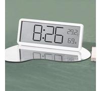 Horloge murale numérique LCD, grand écran, horloge murale pour salon, horloge murale de température et d'humidité, horloge électronique LED (blanc)